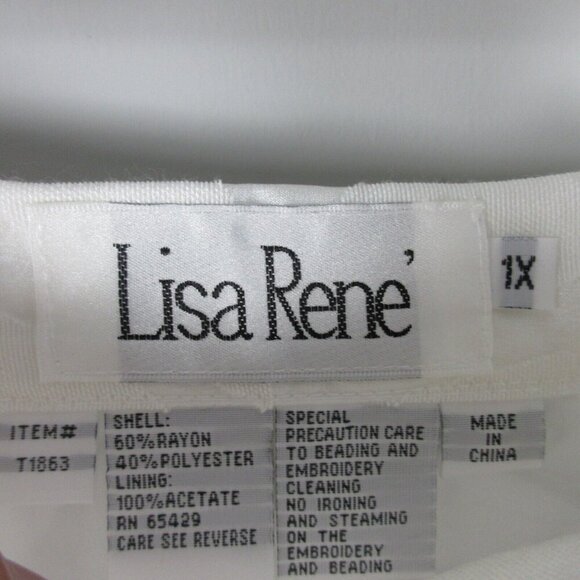 Vintage Lisa Rene 2 Piece Set Blouse Skirt Midi Tulle Sheer Lined Wedding 1X 488 - Picture 4 of 14